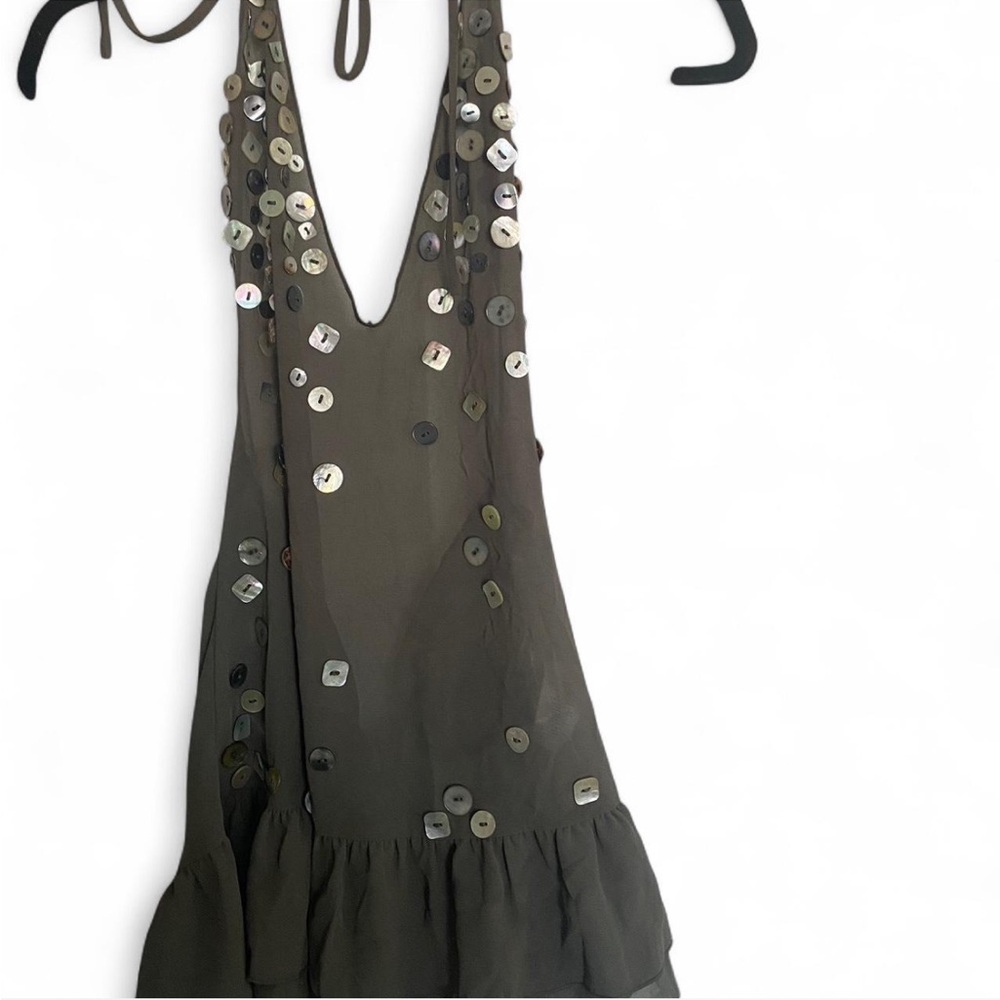 jaded london grey mini dress with button detailing
